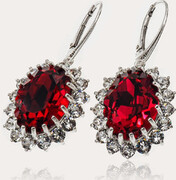 Piękne Kolczyki Royal Scarlet Srebro Certyfikat Oryginalne Kryształy 702413