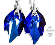 Kryształy Piękne Kolczyki Bermuda Blue Leaf Srebro 700679
