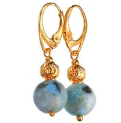 Naturalny Larimar Przepiękne Kolczyki Złote Srebro 702905