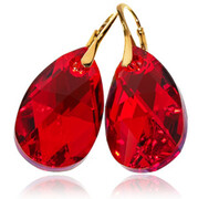 Duże Kryształy Czerwone Kolczyki Siam Gold 28 mm Złote Srebro 703241
