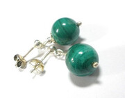 Piękne Srebrne Kolczyki Malachit 1213084739