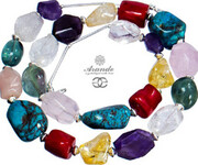 Piękny Naszyjnik Naturalne Kamienie Korale 62Cm! 701110