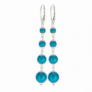 Oryginalne Kryształy Perły Iridescent Dark Turquoise Kolczyki Srebro Certyfikat 703761