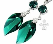 Kryształy Ozdobne Szmaragdowe Kolczyki Emerald Srebro 700681