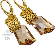 Kolczyki Ozdobne Kryształy Golden Złote Srebro 700685