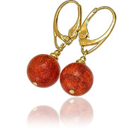 Naturalny Koral Piękne Kolczyki Złote Srebro 702402