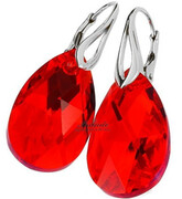 Promocja Kryształy Piękne Kolczyki Czerwone Srebro 4091297443