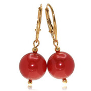 Oryginalne Kryształy Perły Dark Coral Piękne Kolczyki Złote Srebro Certyfikat 703689