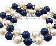 Unikat Komplet Kryształy Perły Naszyjnik Bransoletka Kolczyki Srebro 2294602490