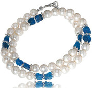 Prawdziwe Piękne Perły Naturalny Apatyt Naszyjnik Srebro 703349