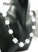 Piękne Naturalny Kamień Lodowy Srebrny Naszyjnik 1118132909