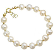 Naturalne Duże Perły Białe Bransoletka Złote Srebro 703066