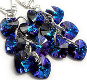 Kryształy Długie Kolczyki Srebro Serce Certyfikat 1490101637