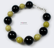 Turkus Żółty+Onyks Bransoletka Srebro 1156917838