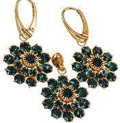 Kryształy Komplet Kolczyki Wisiorek Emerald Flow Lux Złote Srebro Certyfikat 702502