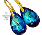 Kryształy Kolczyki Bermuda Blue Złote Srebro 700642