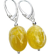 Oryginalny Opal Żółty Piękne Kolczyki Srebro 702674