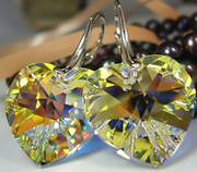 Kryształy Kolczyki Serce Tęczowe Srebro 1124318997