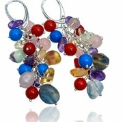 Naturalne Kamienie Koral Wyjątkowe Kolczyki Srebro 702367