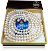 Prawdziwe Piękne Perły Komplet Naszyjnik Bransoletka Kolczyki Certyfikat Złote Srebro 702703