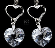 Kryształy Piękne Kolczyki Comet Serce Srebro 4803909879