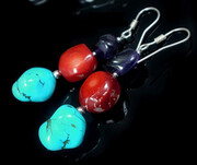 Piękne Kolczyki Naturalne Kamienie Korale Srebro 1150527371