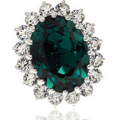Kryształy Piękny Pierścionek Royal Emerald Srebro 702239