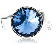 Kryształy Piękny Pierścionek Szafirowy Paris Light Sapphire Srebro 700697