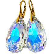 Kryształy Duże Kolczyki Aurora Złote Srebro 4311407149