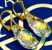 Kolczyki Kryształy Aurora Gold Złote Srebro Certyfikat 702719