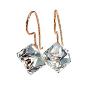 Kryształy Kolczyki Crystal Cube Różowe Złoto Srebro 702867