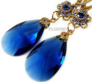 Nowe Kryształy Piękne Kolczyki Blue Feeling Gold 1919307659