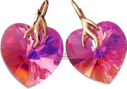 Kryształy Kolczyki Serce Różowe Złoto Srebro 4316674134