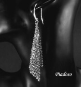 Kryształy Kolczyki Piękne Długie Crystal Mesh Crystallized Srebro 702046