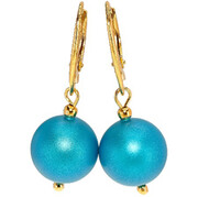 Oryginalne Kryształy Perły Dark Turquoise Piękne Kolczyki Złote Srebro Certyfikat 703626