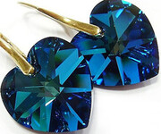 Kryształy Serce Kolczyki Złote Srebro 18 Blue 2091288585