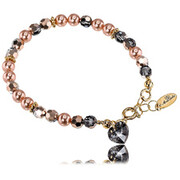 Oryginalne Kryształy Perły Wyjątkowa Bransoletka Rose Night Złote Srebro Certyfikat 703582