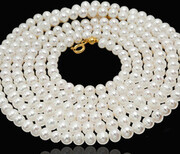 Prawdziwe Perły Długi Naszyjnik Certyfikat Złote Srebro 160 Cm 702242