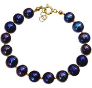 Naturalne Perły Pawie Piękna Bransoletka Złote Srebro 703170