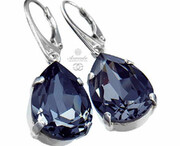 Kryształy Piękne Kolczyki Silver Night Srebro 700817