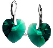 Kryształy Kolczyki Serca Emerald Srebro Certyfikat 4260674946