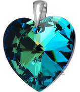 Kryształy Duży Wisiorek Serce Bermuda Blue Srebro 4379727696