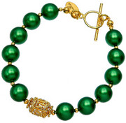 Bransoletka Perły Kryształy Eden Green Gold Złote Srebro 703217