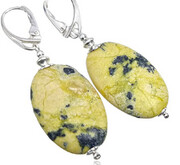 Turkus Żółty Cheetah Piękne Długie Kolczyki Srebro 702268