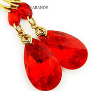 Kryształy Piękne Kolczyki Red Gold Złote Srebro 2172269732
