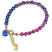 Oryginalne Kryształy Perły Wyjątkowa Bransoletka Fuchsia Sapphire Złote Srebro Certyfikat 703578