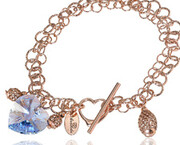 Kryształy Bransoletka Serce Sapphire Różowe Złoto Srebro 703596