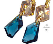 Kryształy Piękne Długie Kolczyki Montana Gold Złote Srebro 701109