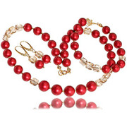 Oryginalne Kryształy Perły Rouge Fantasy Wyjątkowy Komplet Złote Srebro Certyfikat 703618