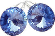 Kryształy Kolczyki Light Sapphire Srebro Promocja 700102